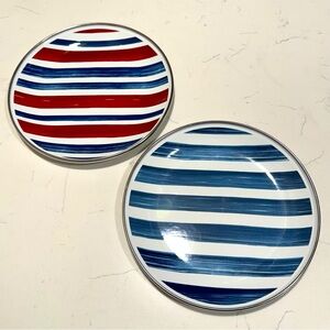 POTTERY BARN Set of 2 Watercolor Americana Enamel 8” Plates